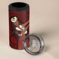 Tahiti Islands Polynesian Plumeria 4 in 1 Can Cooler Tumbler Tahitian Vahine 'Ote'a - Scarlet LT7 - Polynesian Pride