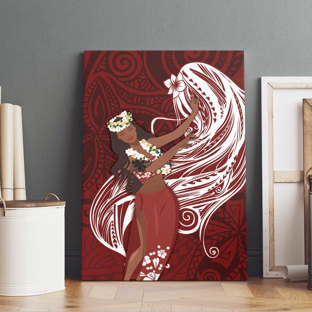 Tahiti Islands Polynesian Plumeria Canvas Wall Art Tahitian Vahine 'Ote'a - Scarlet LT7 - Polynesian Pride