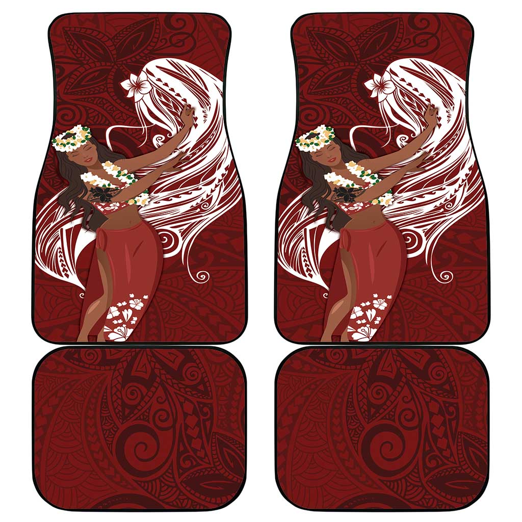 Tahiti Islands Polynesian Plumeria Car Mats Tahitian Vahine 'Ote'a - Scarlet LT7 - Polynesian Pride
