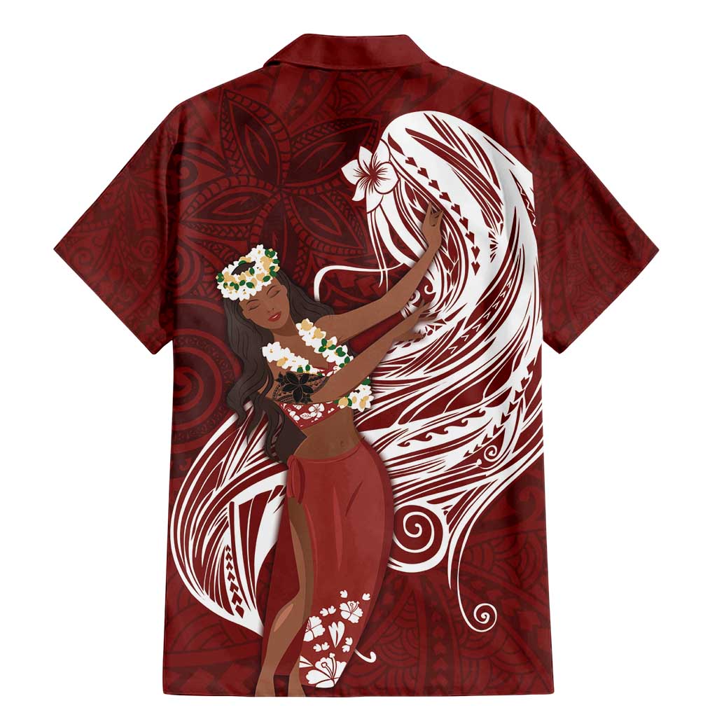Tahiti Islands Polynesian Plumeria Family Matching Mermaid Dress and Hawaiian Shirt Tahitian Vahine 'Ote'a - Scarlet LT7 - Polynesian Pride