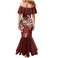 Tahiti Islands Polynesian Plumeria Family Matching Mermaid Dress and Hawaiian Shirt Tahitian Vahine 'Ote'a - Scarlet LT7 - Polynesian Pride