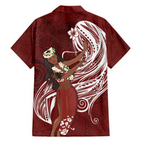 Tahiti Islands Polynesian Plumeria Family Matching Short Sleeve Bodycon Dress and Hawaiian Shirt Tahitian Vahine 'Ote'a - Scarlet LT7 - Polynesian Pride