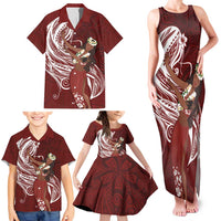 Tahiti Islands Polynesian Plumeria Family Matching Tank Maxi Dress and Hawaiian Shirt Tahitian Vahine 'Ote'a - Scarlet LT7 - Polynesian Pride