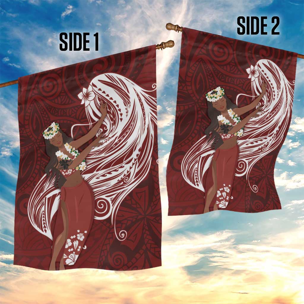 Tahiti Islands Polynesian Plumeria Garden Flag Tahitian Vahine 'Ote'a - Scarlet LT7 - Polynesian Pride