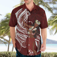 Tahiti Islands Polynesian Plumeria Hawaiian Shirt Tahitian Vahine 'Ote'a - Scarlet LT7 - Polynesian Pride