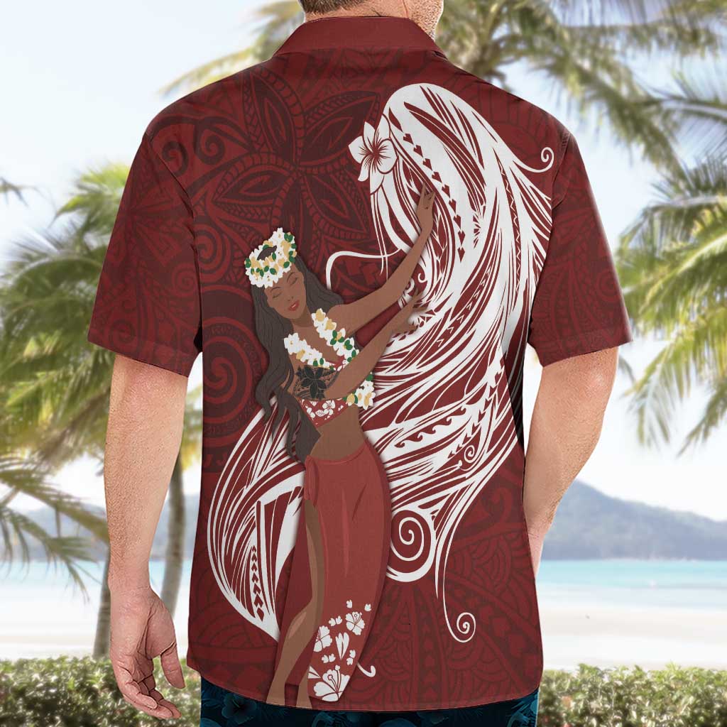 Tahiti Islands Polynesian Plumeria Hawaiian Shirt Tahitian Vahine 'Ote'a - Scarlet LT7 - Polynesian Pride