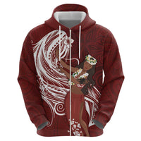 Tahiti Islands Polynesian Plumeria Hoodie Tahitian Vahine 'Ote'a - Scarlet LT7 - Polynesian Pride