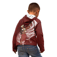Tahiti Islands Polynesian Plumeria Kid Hoodie Tahitian Vahine 'Ote'a - Scarlet LT7 - Polynesian Pride