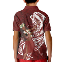 Tahiti Islands Polynesian Plumeria Kid Polo Shirt Tahitian Vahine 'Ote'a - Scarlet LT7 - Polynesian Pride