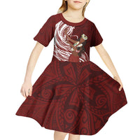 Tahiti Islands Polynesian Plumeria Kid Short Sleeve Dress Tahitian Vahine 'Ote'a - Scarlet LT7 - Polynesian Pride