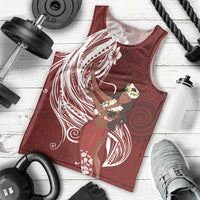 Tahiti Islands Polynesian Plumeria Men Tank Top Tahitian Vahine 'Ote'a - Scarlet LT7 - Polynesian Pride