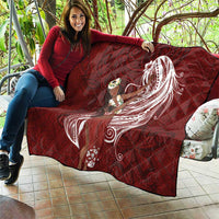 Tahiti Islands Polynesian Plumeria Quilt Tahitian Vahine 'Ote'a - Scarlet LT7 - Polynesian Pride