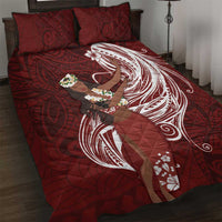 Tahiti Islands Polynesian Plumeria Quilt Bed Set Tahitian Vahine 'Ote'a - Scarlet LT7 Red - Polynesian Pride
