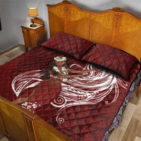 Tahiti Islands Polynesian Plumeria Quilt Bed Set Tahitian Vahine 'Ote'a - Scarlet LT7 - Polynesian Pride