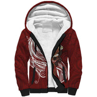 Tahiti Islands Polynesian Plumeria Sherpa Hoodie Tahitian Vahine 'Ote'a - Scarlet LT7 Unisex Red - Polynesian Pride