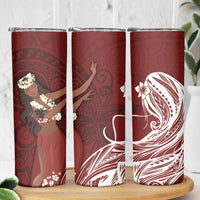 Tahiti Islands Polynesian Plumeria Skinny Tumbler Tahitian Vahine 'Ote'a - Scarlet LT7 - Polynesian Pride