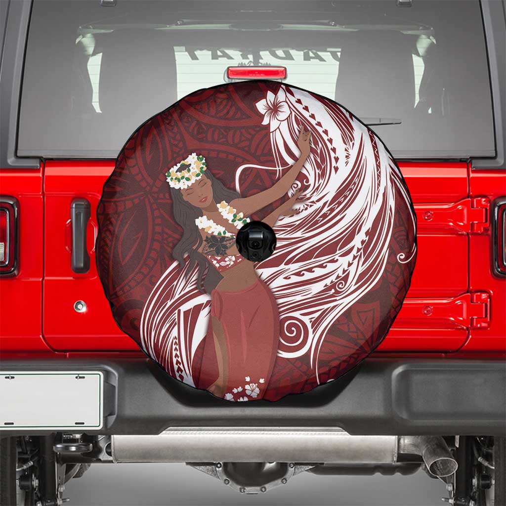 Tahiti Islands Polynesian Plumeria Spare Tire Cover Tahitian Vahine 'Ote'a - Scarlet LT7 - Polynesian Pride
