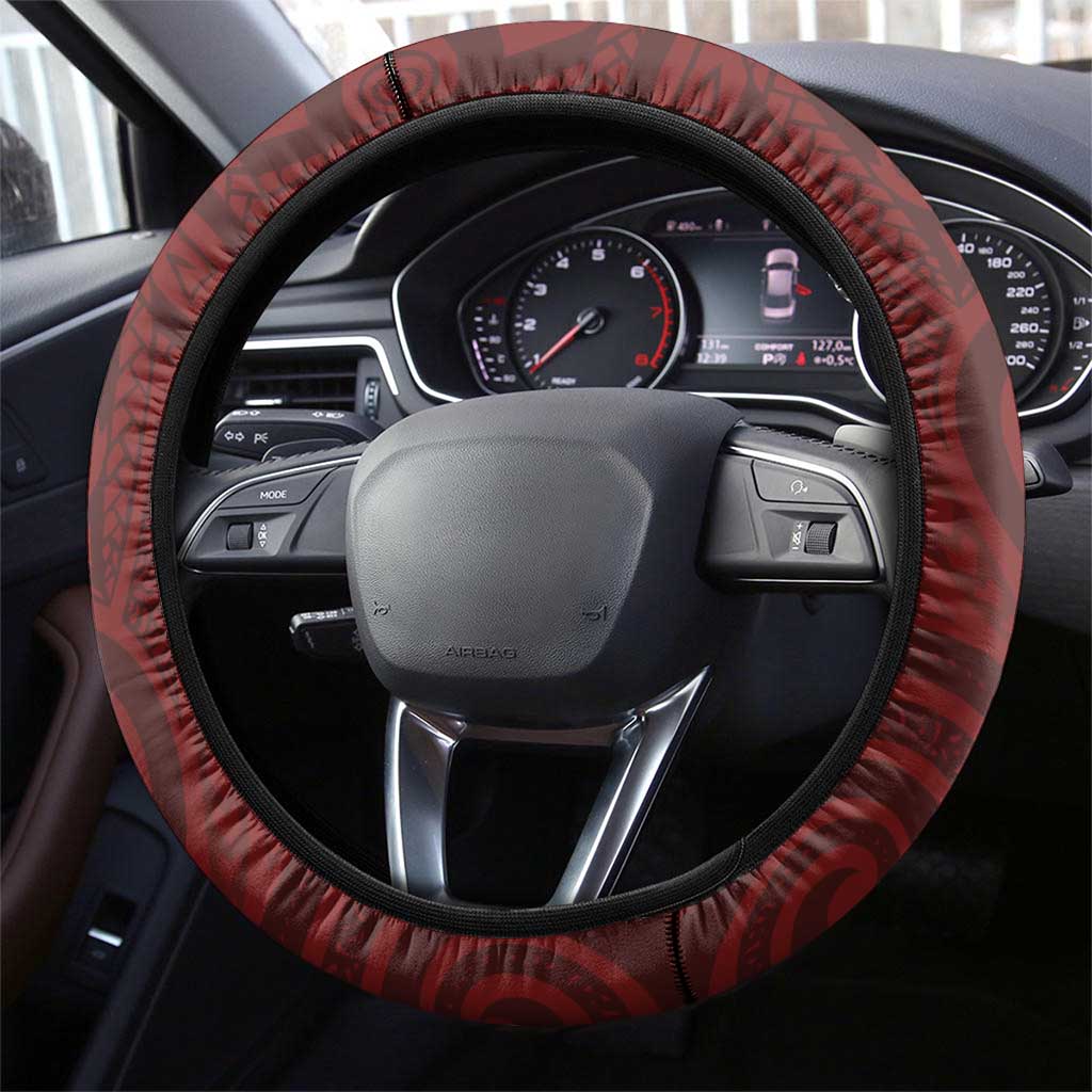 Tahiti Islands Polynesian Plumeria Steering Wheel Cover Tahitian Vahine 'Ote'a - Scarlet LT7 - Polynesian Pride