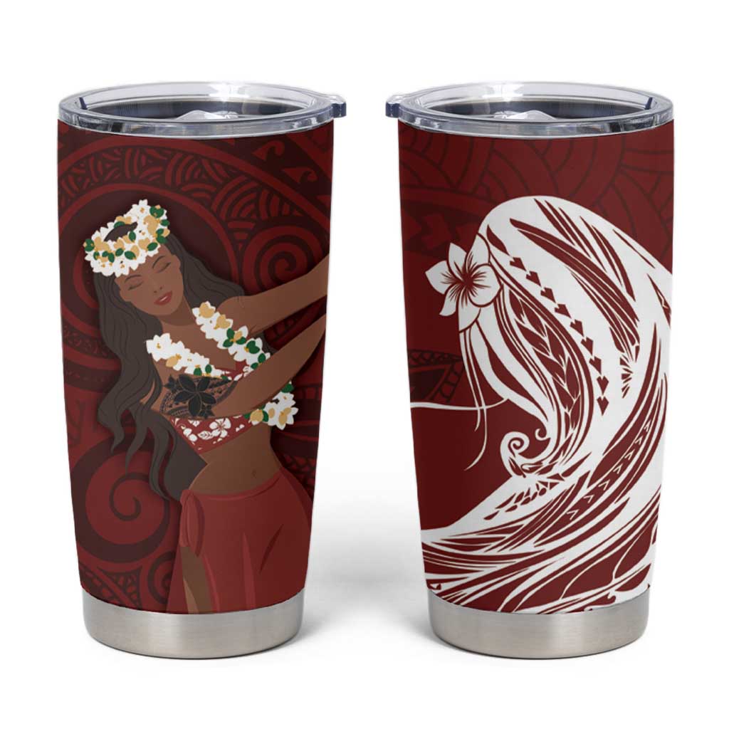 Tahiti Islands Polynesian Plumeria Tumbler Cup Tahitian Vahine 'Ote'a - Scarlet LT7 Red - Polynesian Pride
