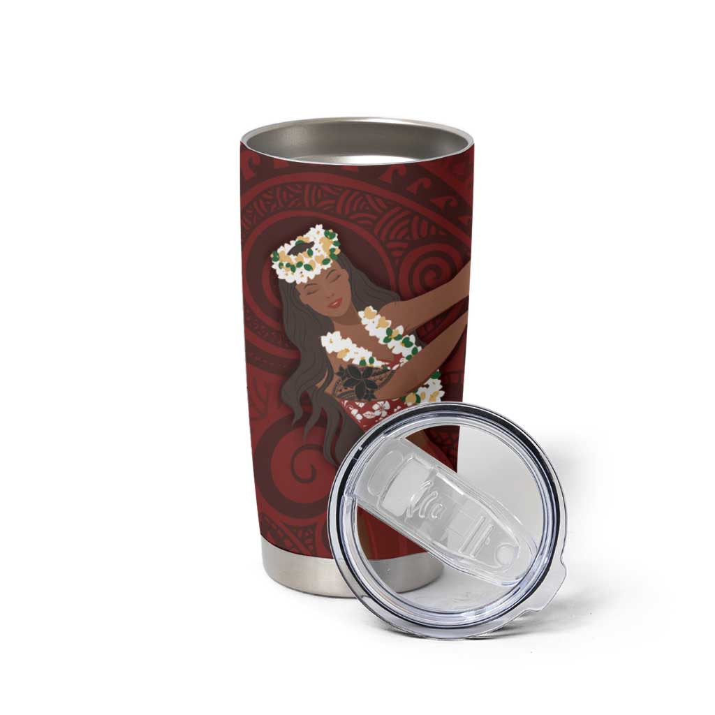 Tahiti Islands Polynesian Plumeria Tumbler Cup Tahitian Vahine 'Ote'a - Scarlet LT7 - Polynesian Pride