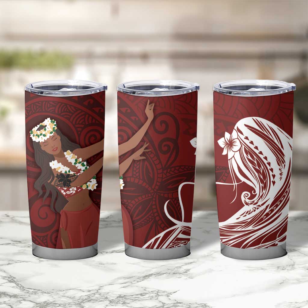 Tahiti Islands Polynesian Plumeria Tumbler Cup Tahitian Vahine 'Ote'a - Scarlet LT7 - Polynesian Pride