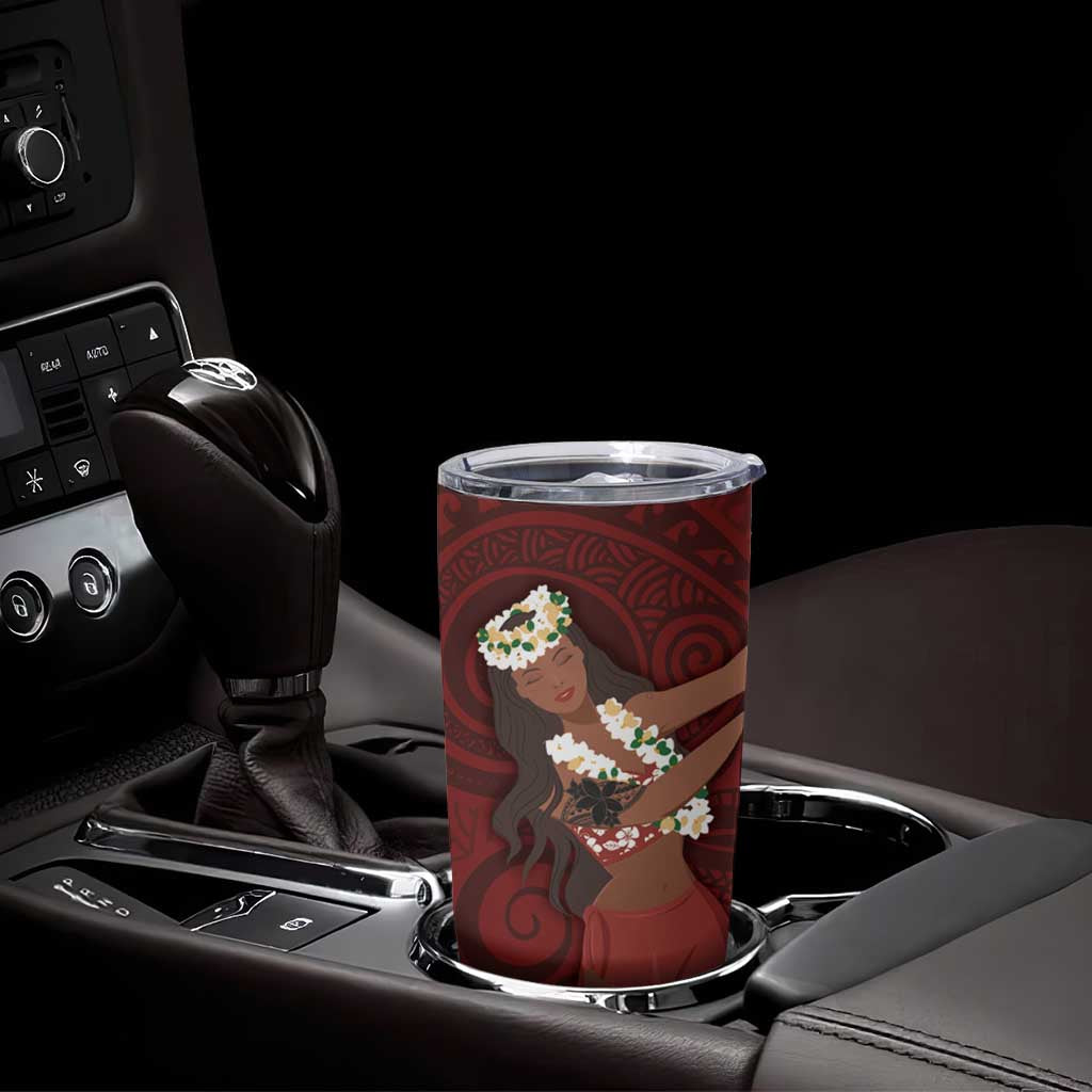 Tahiti Islands Polynesian Plumeria Tumbler Cup Tahitian Vahine 'Ote'a - Scarlet LT7 - Polynesian Pride