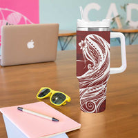 Tahiti Islands Polynesian Plumeria Tumbler With Handle Tahitian Vahine 'Ote'a - Scarlet LT7 - Polynesian Pride