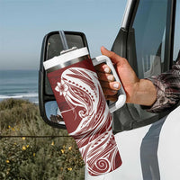 Tahiti Islands Polynesian Plumeria Tumbler With Handle Tahitian Vahine 'Ote'a - Scarlet LT7 - Polynesian Pride