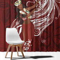 Tahiti Islands Polynesian Plumeria Window Curtain Tahitian Vahine 'Ote'a - Scarlet LT7 - Polynesian Pride