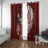 Tahiti Islands Polynesian Plumeria Window Curtain Tahitian Vahine 'Ote'a - Scarlet LT7 With Grommets Red - Polynesian Pride