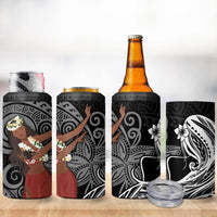 Tahiti Islands Polynesian Plumeria 4 in 1 Can Cooler Tumbler Tahitian Vahine 'Ote'a - Black LT7 - Polynesian Pride