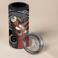 Tahiti Islands Polynesian Plumeria 4 in 1 Can Cooler Tumbler Tahitian Vahine 'Ote'a - Black LT7 - Polynesian Pride