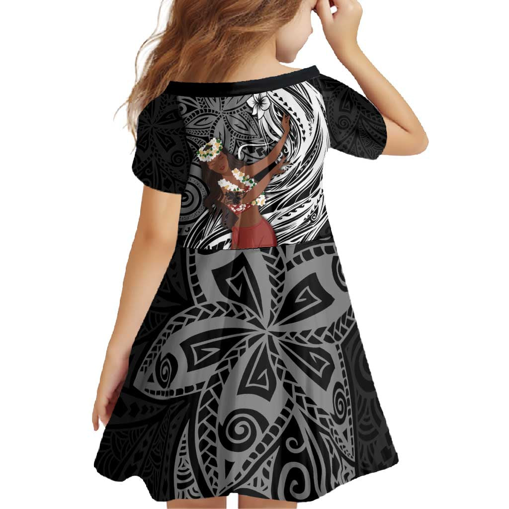 Tahiti Islands Polynesian Plumeria Family Matching Short Sleeve Bodycon Dress and Hawaiian Shirt Tahitian Vahine 'Ote'a - Black LT7 - Polynesian Pride