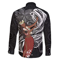 Tahiti Islands Polynesian Plumeria Family Matching Summer Maxi Dress and Hawaiian Shirt Tahitian Vahine 'Ote'a - Black LT7 - Polynesian Pride