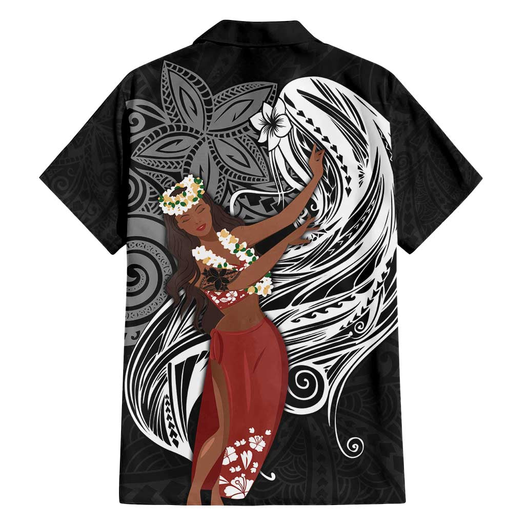 Tahiti Islands Polynesian Plumeria Family Matching Tank Maxi Dress and Hawaiian Shirt Tahitian Vahine 'Ote'a - Black LT7 - Polynesian Pride