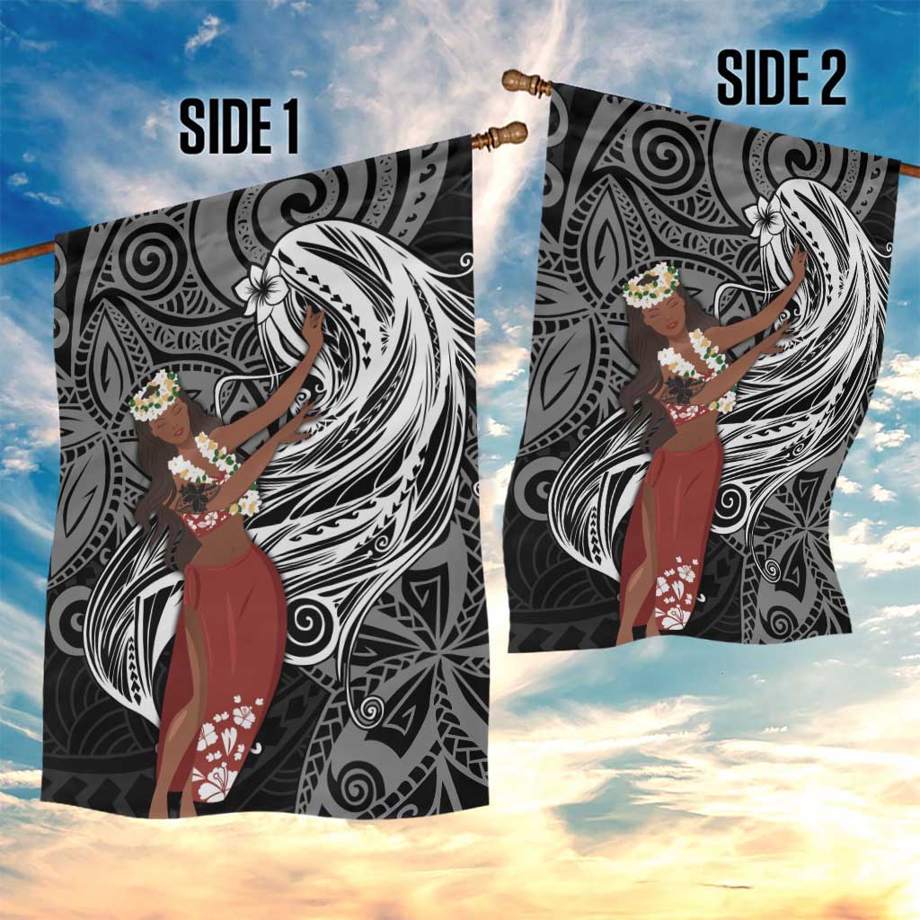 Tahiti Islands Polynesian Plumeria Garden Flag Tahitian Vahine 'Ote'a - Black LT7 - Polynesian Pride