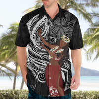 Tahiti Islands Polynesian Plumeria Hawaiian Shirt Tahitian Vahine 'Ote'a - Black LT7 - Polynesian Pride