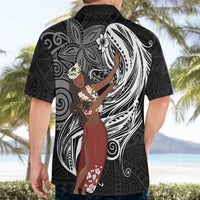 Tahiti Islands Polynesian Plumeria Hawaiian Shirt Tahitian Vahine 'Ote'a - Black LT7 - Polynesian Pride