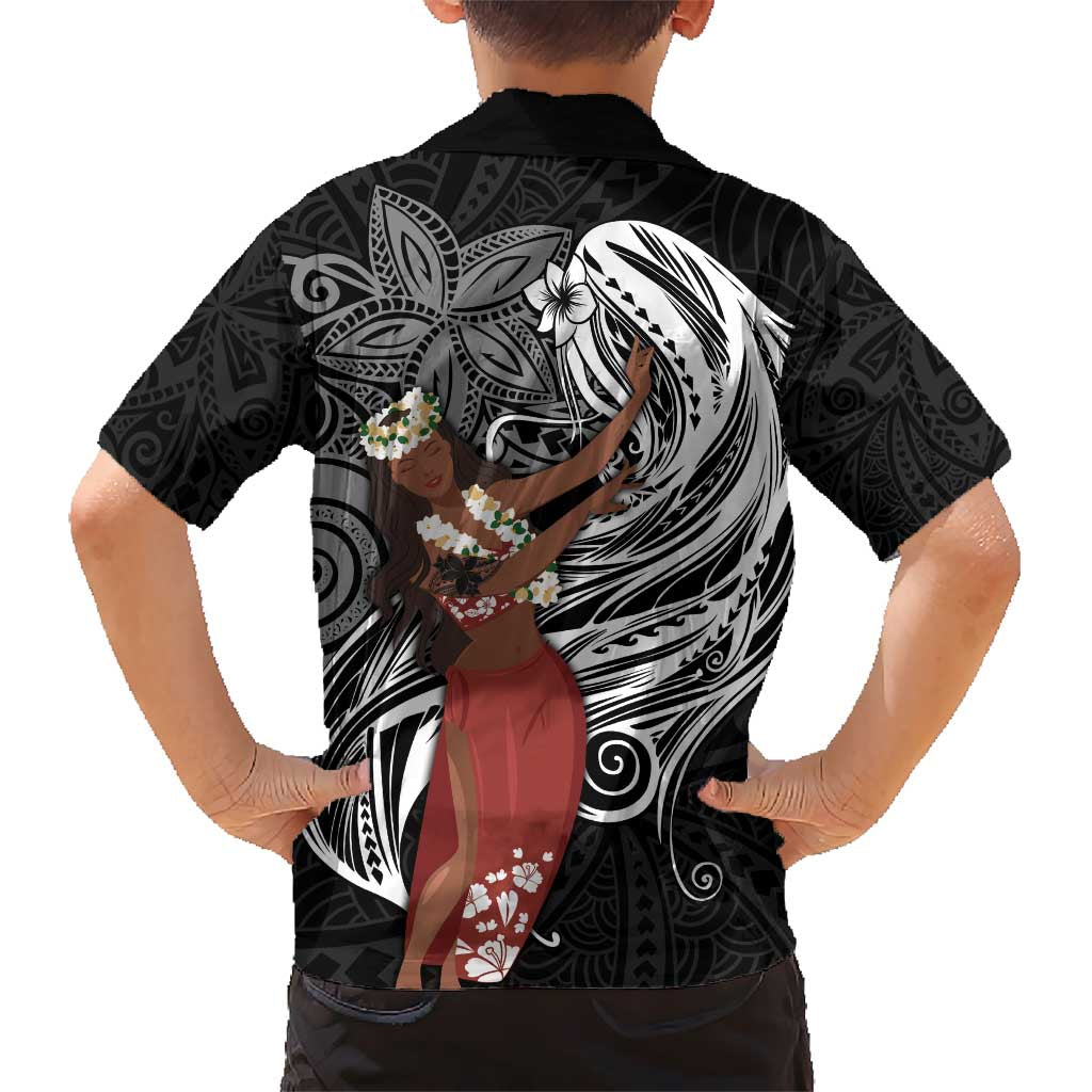 Tahiti Islands Polynesian Plumeria Hawaiian Shirt Tahitian Vahine 'Ote'a - Black LT7 - Polynesian Pride