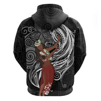 Tahiti Islands Polynesian Plumeria Hoodie Tahitian Vahine 'Ote'a - Black LT7 - Polynesian Pride