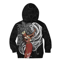 Tahiti Islands Polynesian Plumeria Kid Hoodie Tahitian Vahine 'Ote'a - Black LT7 - Polynesian Pride