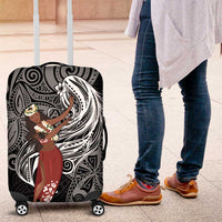 Tahiti Islands Polynesian Plumeria Luggage Cover Tahitian Vahine 'Ote'a - Black LT7 Black - Polynesian Pride