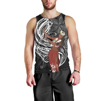 Tahiti Islands Polynesian Plumeria Men Tank Top Tahitian Vahine 'Ote'a - Black LT7 - Polynesian Pride