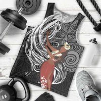 Tahiti Islands Polynesian Plumeria Men Tank Top Tahitian Vahine 'Ote'a - Black LT7 - Polynesian Pride