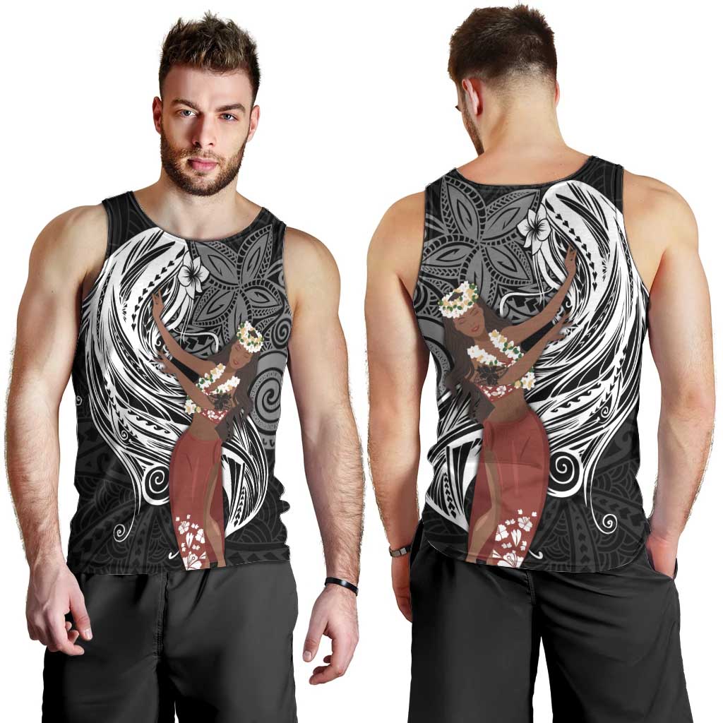 Tahiti Islands Polynesian Plumeria Men Tank Top Tahitian Vahine 'Ote'a - Black LT7 - Polynesian Pride