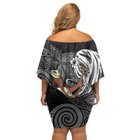 Tahiti Islands Polynesian Plumeria Off Shoulder Short Dress Tahitian Vahine 'Ote'a - Black LT7 - Polynesian Pride