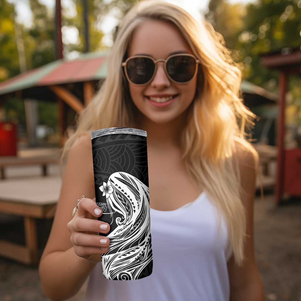 Tahiti Islands Polynesian Plumeria Skinny Tumbler Tahitian Vahine 'Ote'a - Black LT7 - Polynesian Pride