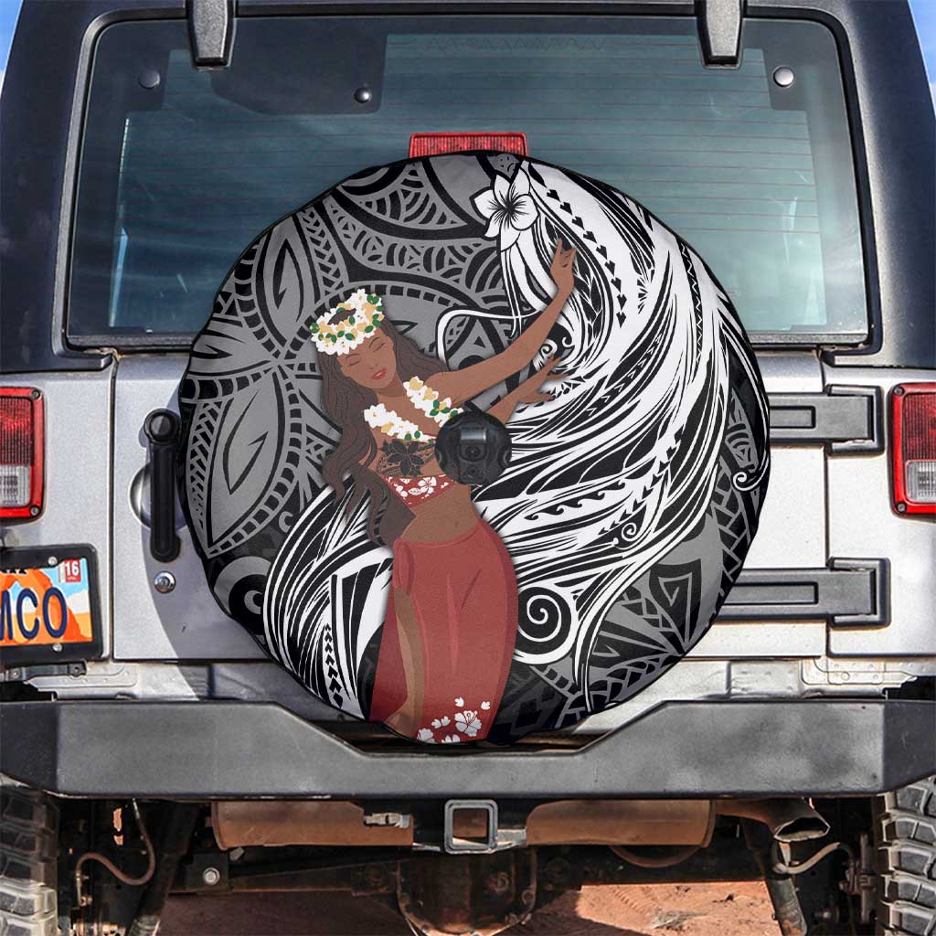 Tahiti Islands Polynesian Plumeria Spare Tire Cover Tahitian Vahine 'Ote'a - Black LT7 Black - Polynesian Pride