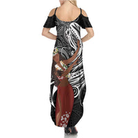 Tahiti Islands Polynesian Plumeria Summer Maxi Dress Tahitian Vahine 'Ote'a - Black LT7 - Polynesian Pride