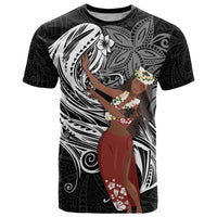 Tahiti Islands Polynesian Plumeria T Shirt Tahitian Vahine 'Ote'a - Black LT7 Black - Polynesian Pride